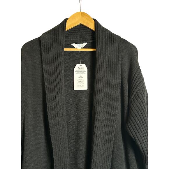 Time and Tru Women's Open Front Shawl Collar Cozy Cardigan Size XL Black NWT - Picture 4 of 8